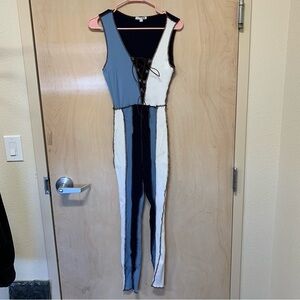 Fashion Nova Jump Suit Women Large Blue Multi color block